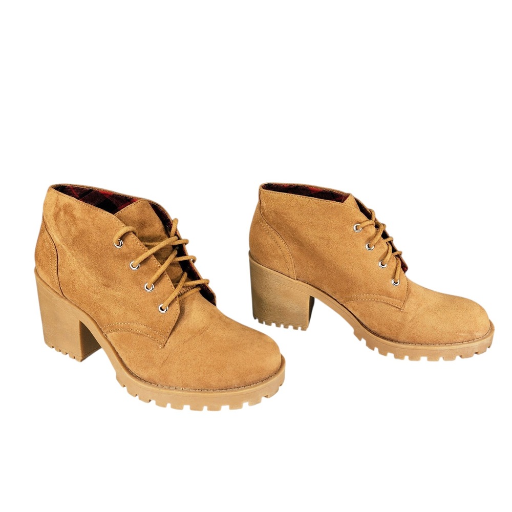 American Rag Ankle Boots sz 6.5 Women Reaghen Faux Suede Lace Up Chunky Lug Sole
